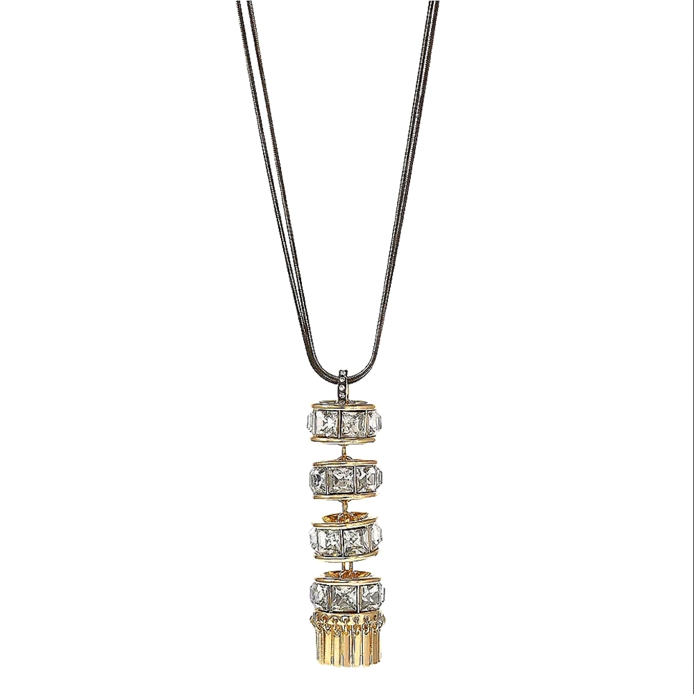 CHRISTIAN SIRIANO NY Black Gold Pendant Necklace Made with Swarovski Crystals - Picture 4 of 6